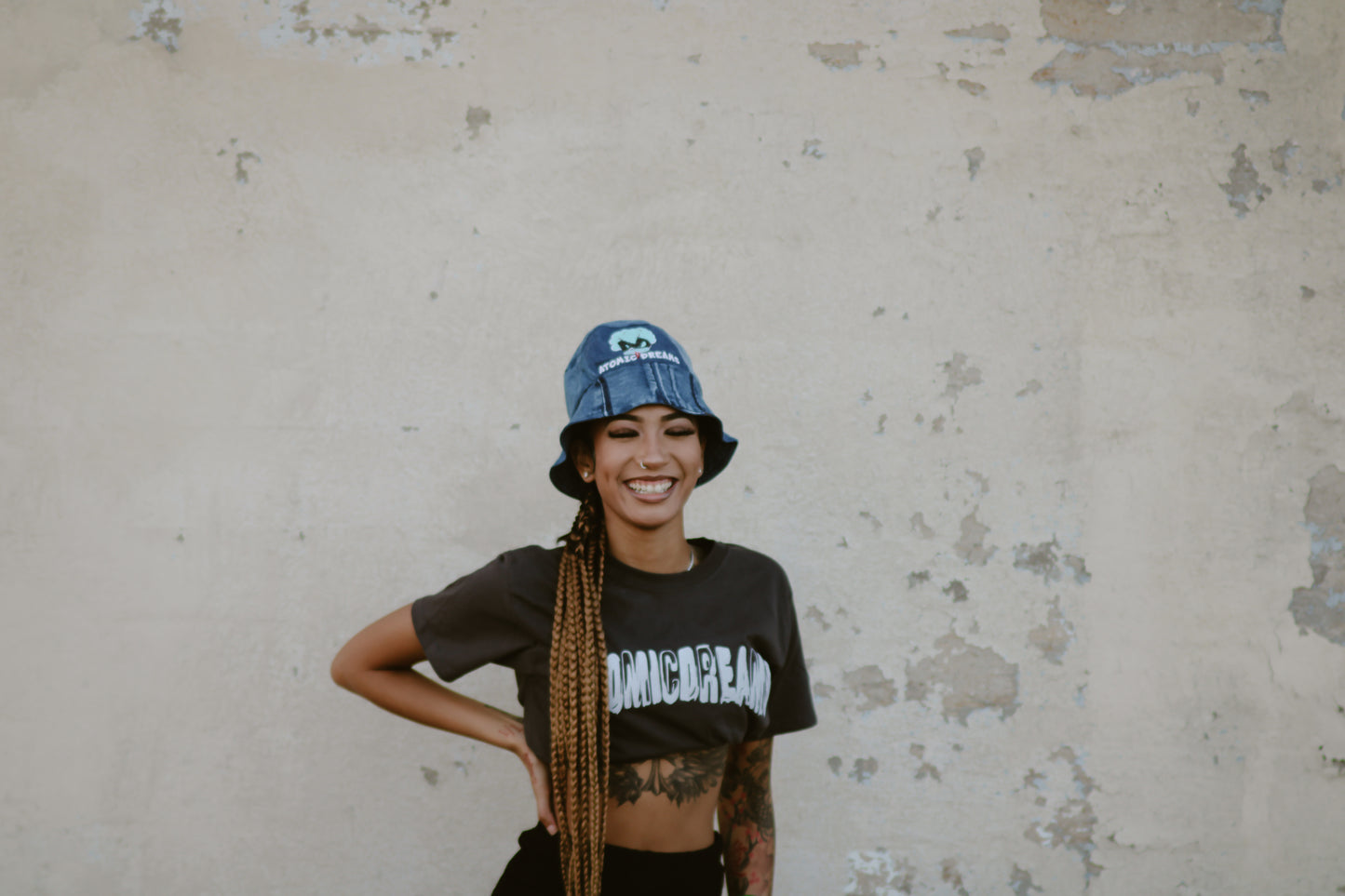 AtomicDreams Hand Stitched Blue Jean Bucket Hat